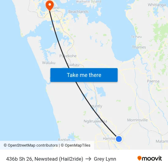 436b Sh 26, Newstead (Hail2ride) to Grey Lynn map