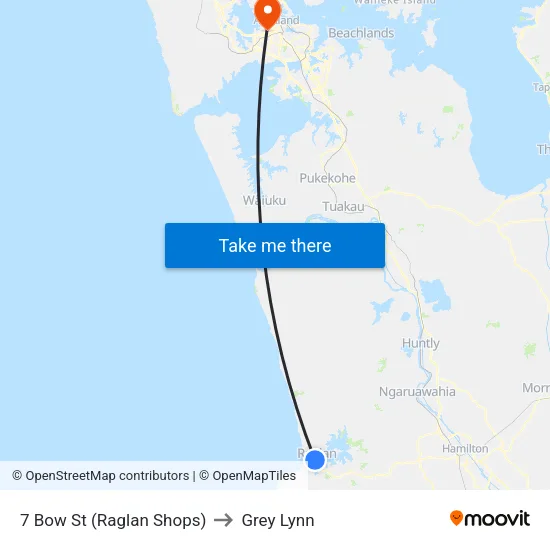 7 Bow St, Raglan (Town Centre) to Grey Lynn map