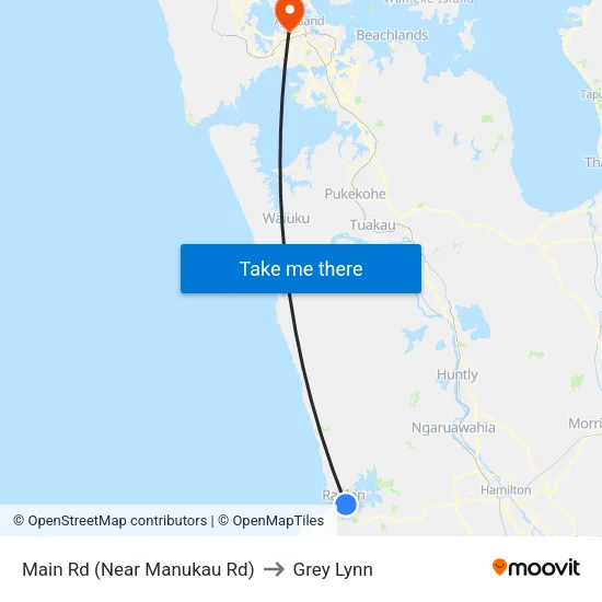 Main Rd, Raglan (Near Manukau Rd) to Grey Lynn map