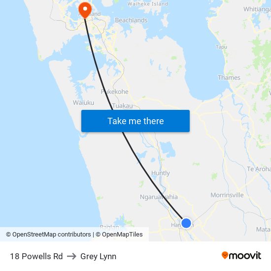 18 Powells Rd to Grey Lynn map