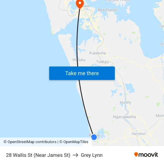 28 Wallis St, Raglan (Near James St) to Grey Lynn map