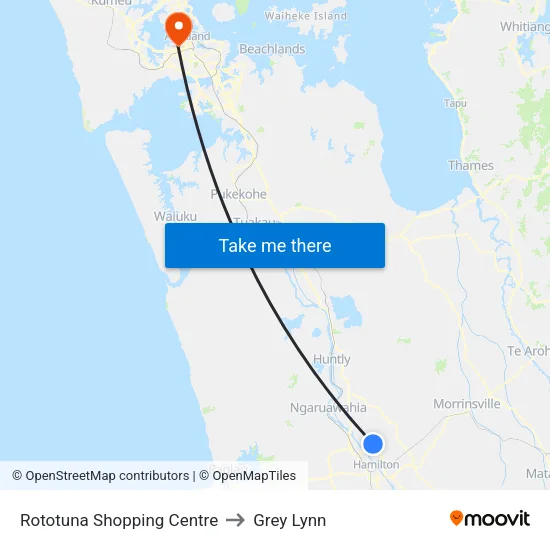 Rototuna Shopping Centre to Grey Lynn map