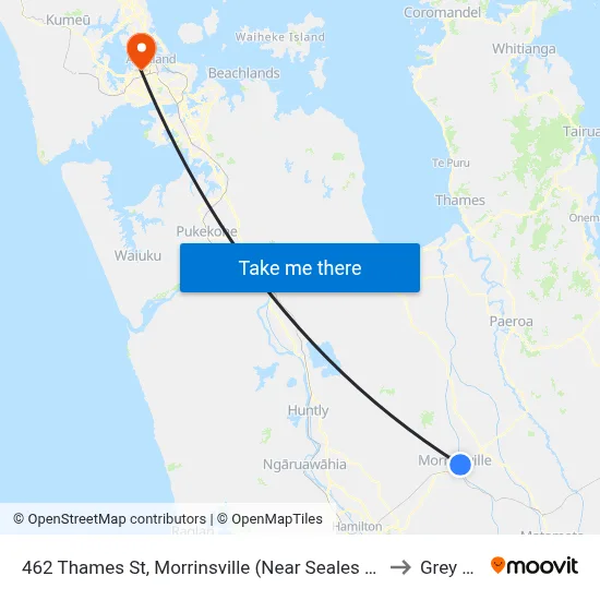 462 Thames St, Morrinsville (Near Seales Rd) (Hail2ride) to Grey Lynn map