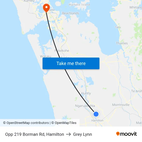 Opp 219 Borman Rd, Hamilton to Grey Lynn map