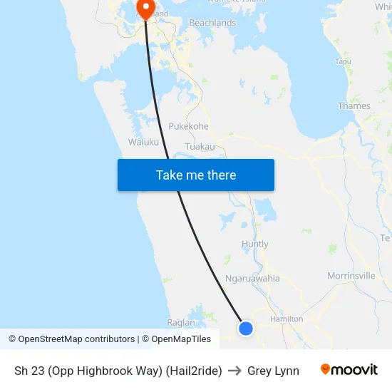Sh 23, Whatawhata (Opp Highbrook Way) (Hail2ride) to Grey Lynn map