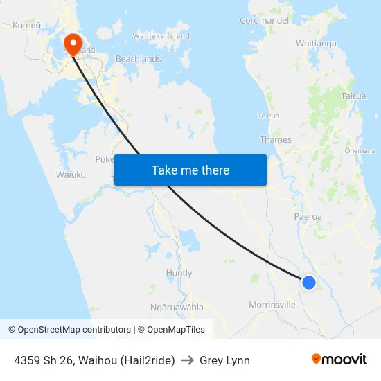 4359 Sh 26, Waihou (Hail2ride) to Grey Lynn map