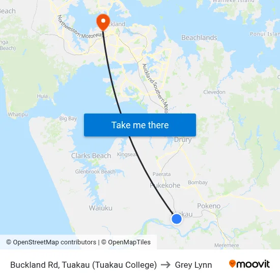 Buckland Rd, Tuakau (Tuakau College) to Grey Lynn map
