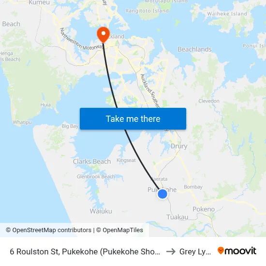6 Roulston St, Pukekohe (Pukekohe Shops) to Grey Lynn map
