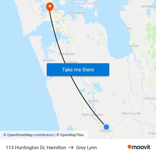 113 Huntington Dr, Hamilton to Grey Lynn map