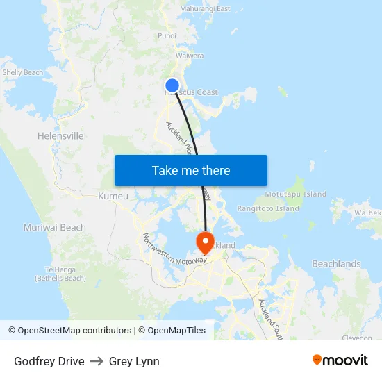 Godfrey Drive to Grey Lynn map