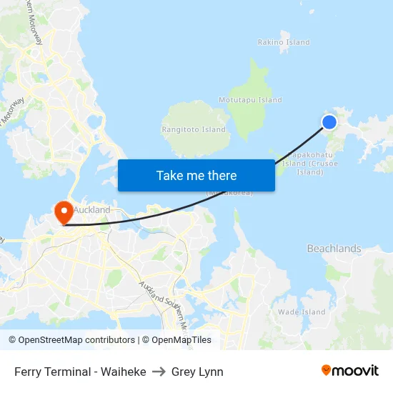 Ferry Terminal - Waiheke to Grey Lynn map