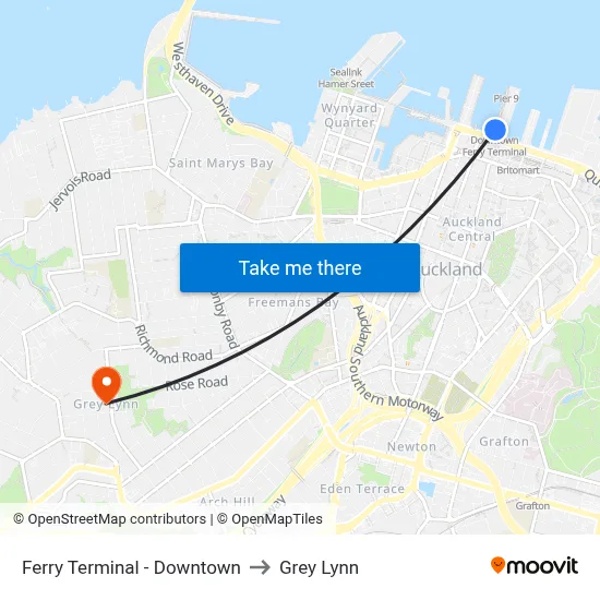 Ferry Terminal - Downtown to Grey Lynn map