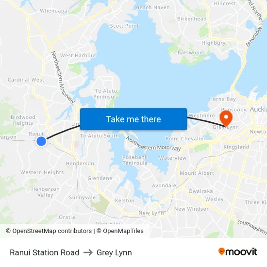 Ranui Station Road to Grey Lynn map