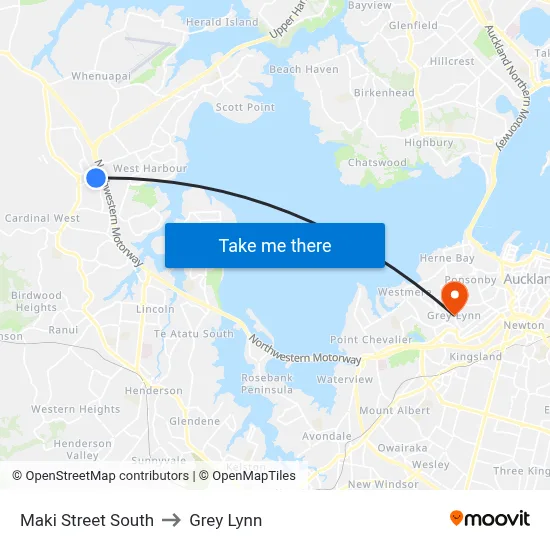 Maki Street South to Grey Lynn map