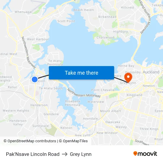 Pak'Nsave Lincoln Road to Grey Lynn map