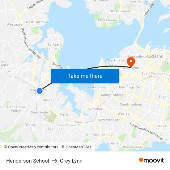 Henderson School to Grey Lynn map