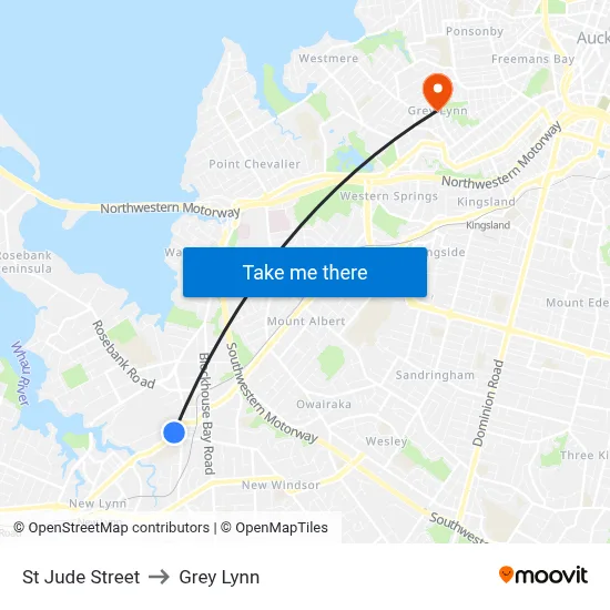 St Jude Street to Grey Lynn map