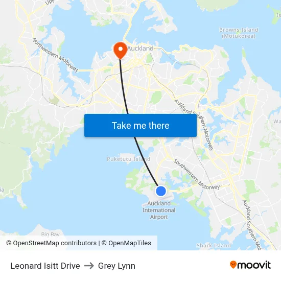 Leonard Isitt Drive to Grey Lynn map