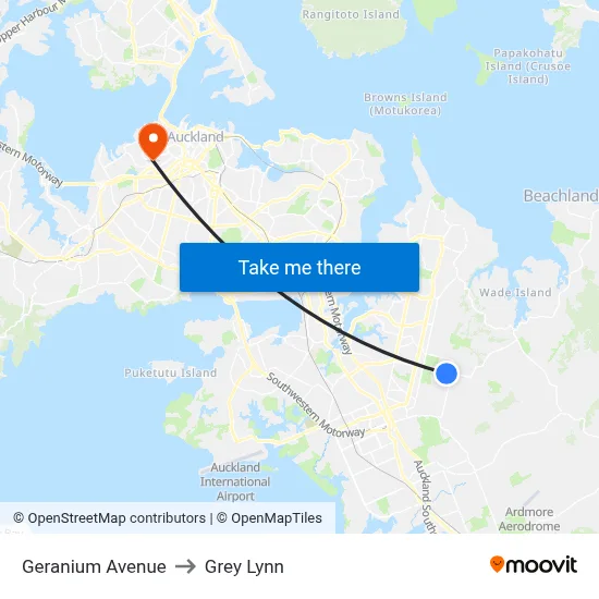 Geranium Avenue to Grey Lynn map