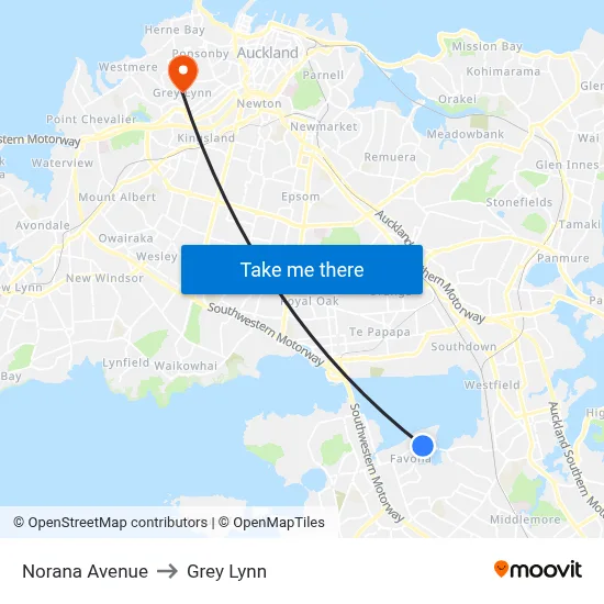 Norana Avenue to Grey Lynn map