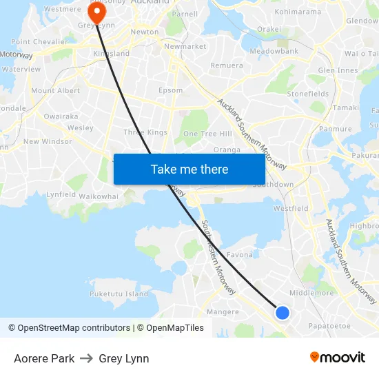 Aorere Park to Grey Lynn map