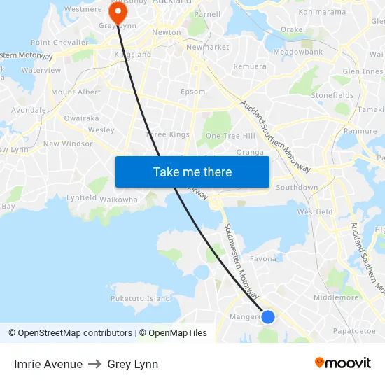 Imrie Avenue to Grey Lynn map