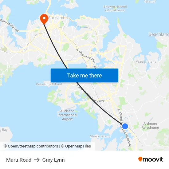 Maru Road to Grey Lynn map
