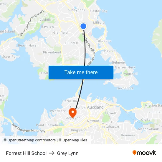 Forrest Hill School to Grey Lynn map