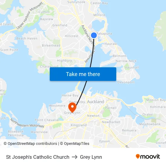 St Joseph's Catholic Church to Grey Lynn map