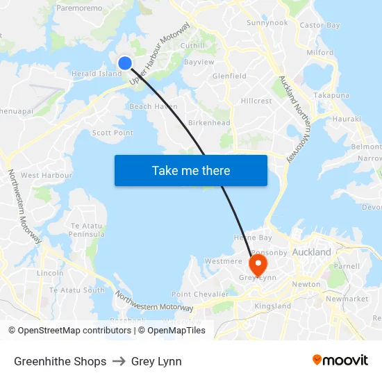 Greenhithe Shops to Grey Lynn map