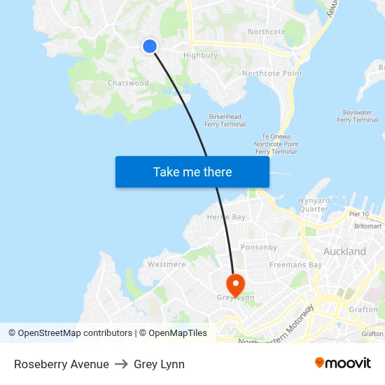 Roseberry Avenue to Grey Lynn map
