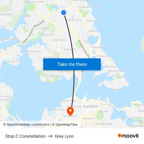 Stop C Constellation to Grey Lynn map