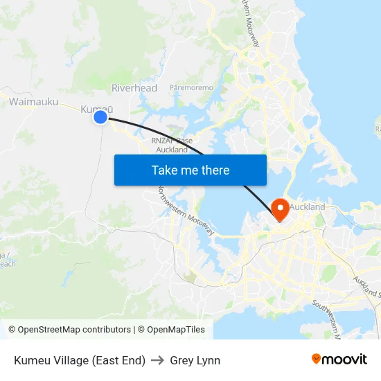 Kumeu Village (East End) to Grey Lynn map
