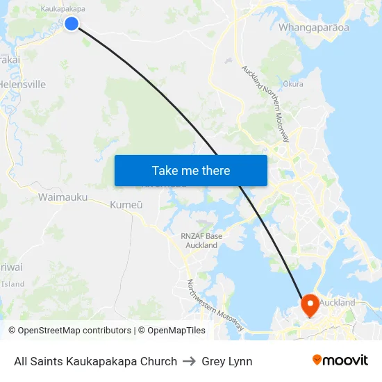 All Saints Kaukapakapa Church to Grey Lynn map