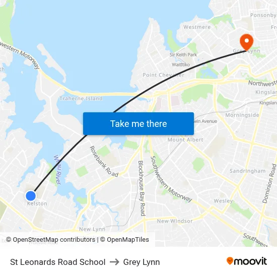 St Leonards Road School to Grey Lynn map