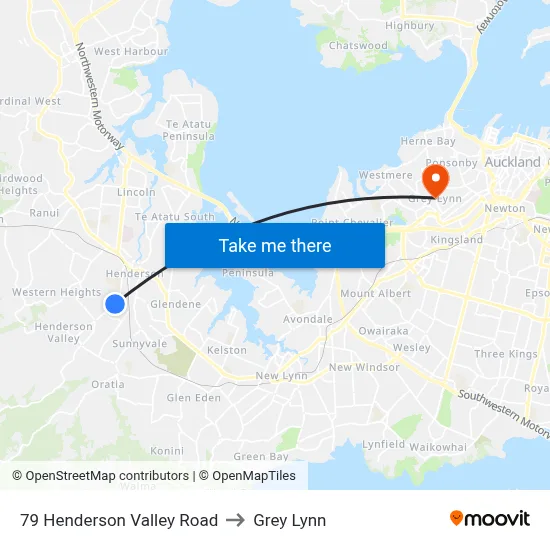 79 Henderson Valley Road to Grey Lynn map