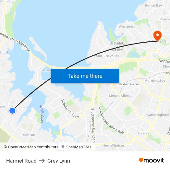 Harmel Road to Grey Lynn map