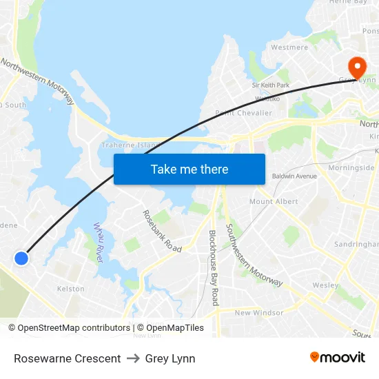 Rosewarne Crescent to Grey Lynn map