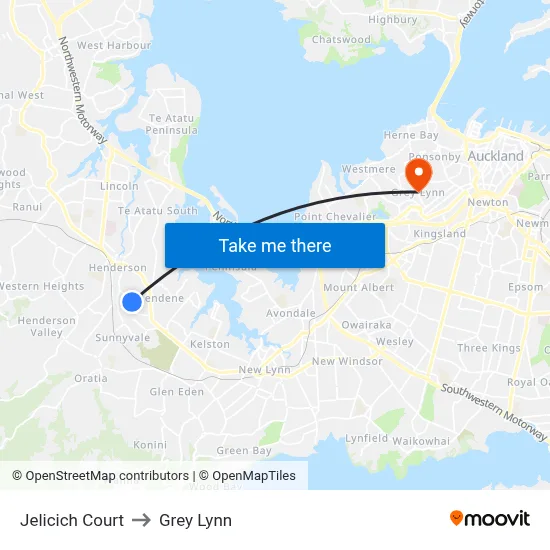 Jelicich Court to Grey Lynn map