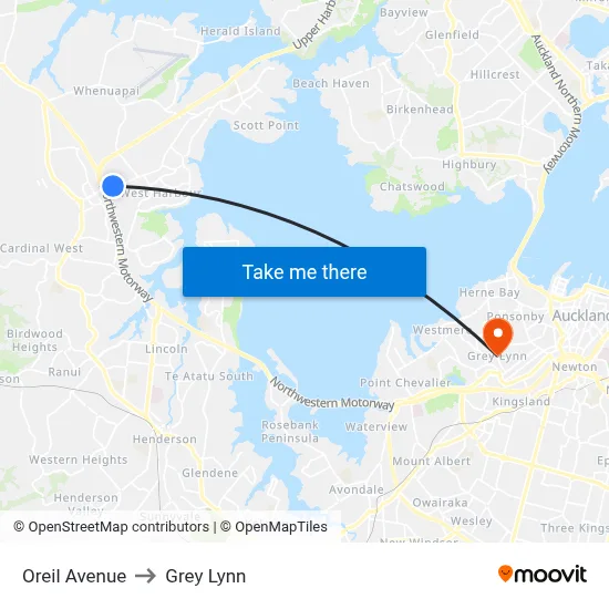 Oreil Avenue to Grey Lynn map