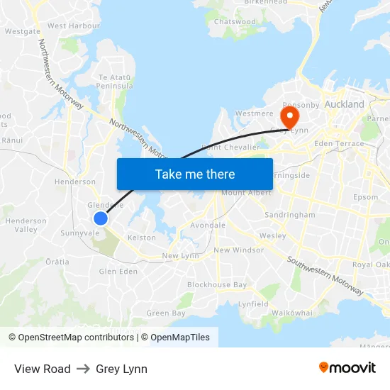 View Road to Grey Lynn map
