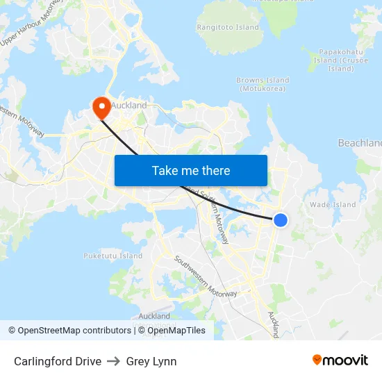 Carlingford Drive to Grey Lynn map