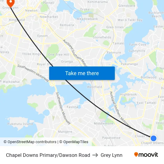 Chapel Downs Primary/Dawson Road to Grey Lynn map
