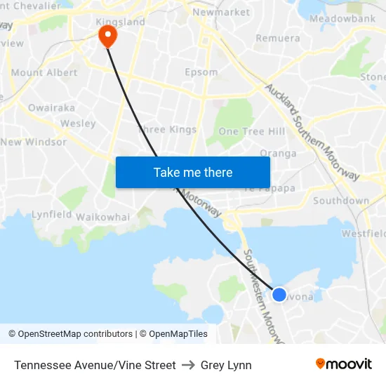 Tennessee Avenue/Vine Street to Grey Lynn map