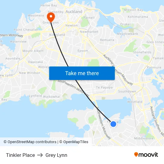 Tinkler Place to Grey Lynn map