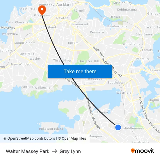 Walter Massey Park to Grey Lynn map