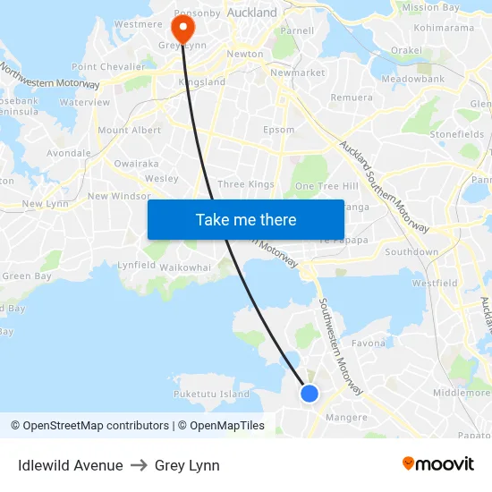 Idlewild Avenue to Grey Lynn map