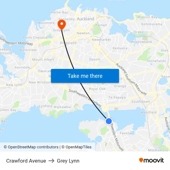 Crawford Avenue to Grey Lynn map