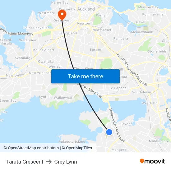Tarata Crescent to Grey Lynn map