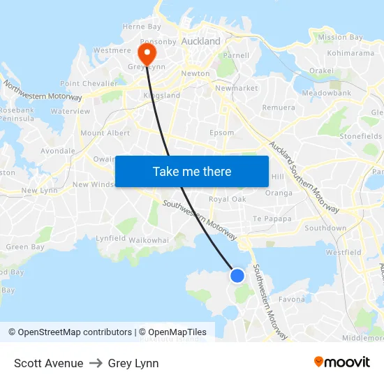 Scott Avenue to Grey Lynn map
